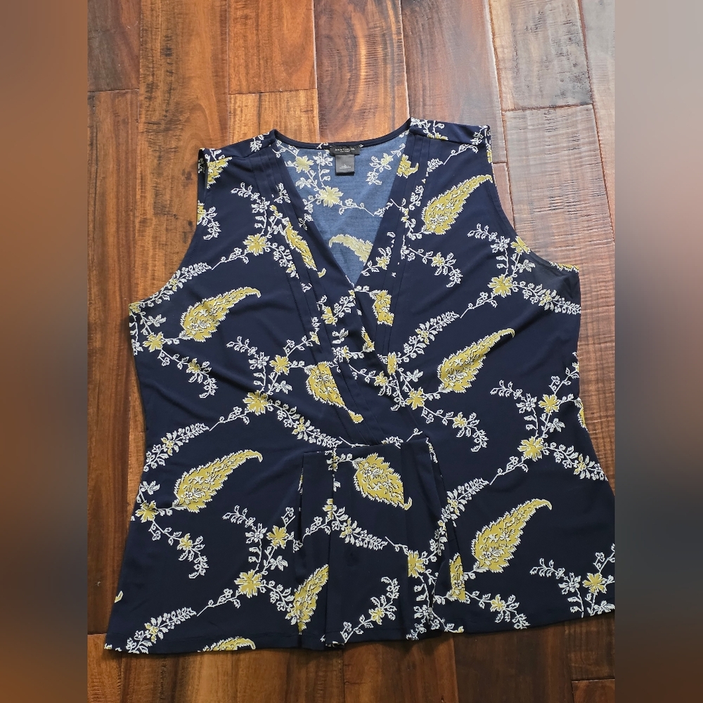 Floral Navy and Yellow Women's Top